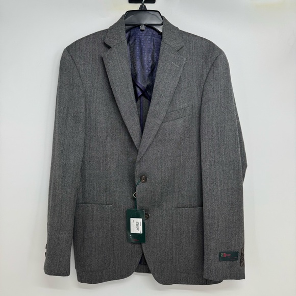 NWT Ted Baker Joy SPJ Men’s 40 R Herringbone Gray Wool...